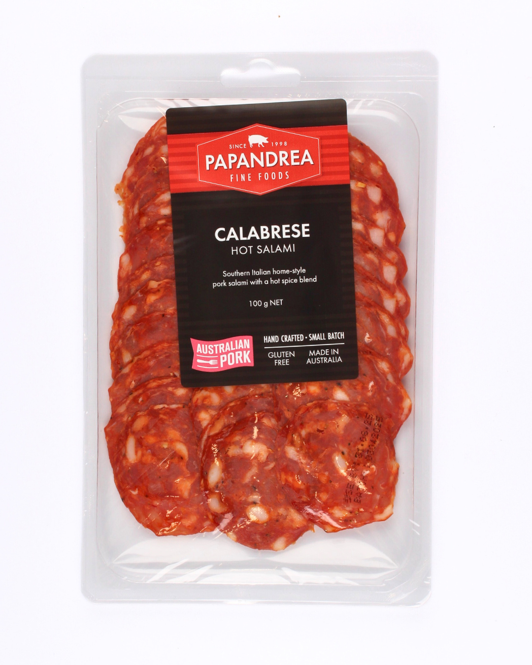 Calabrese Hot Salami - Sliced 100g