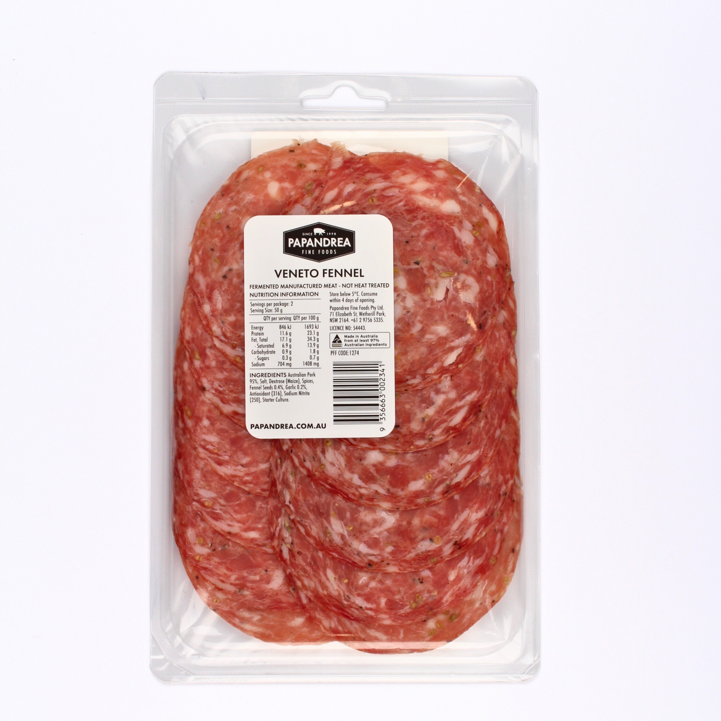 Veneto Fennel Sopressa - Sliced 100g