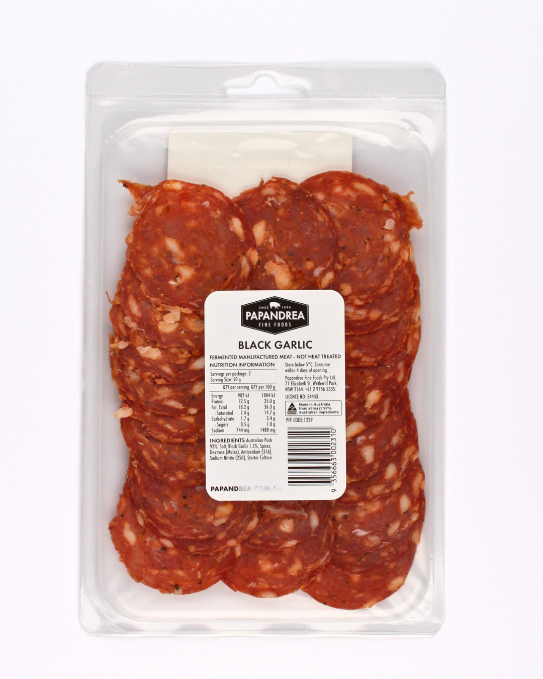 Black Garlic Salami - Sliced 100g