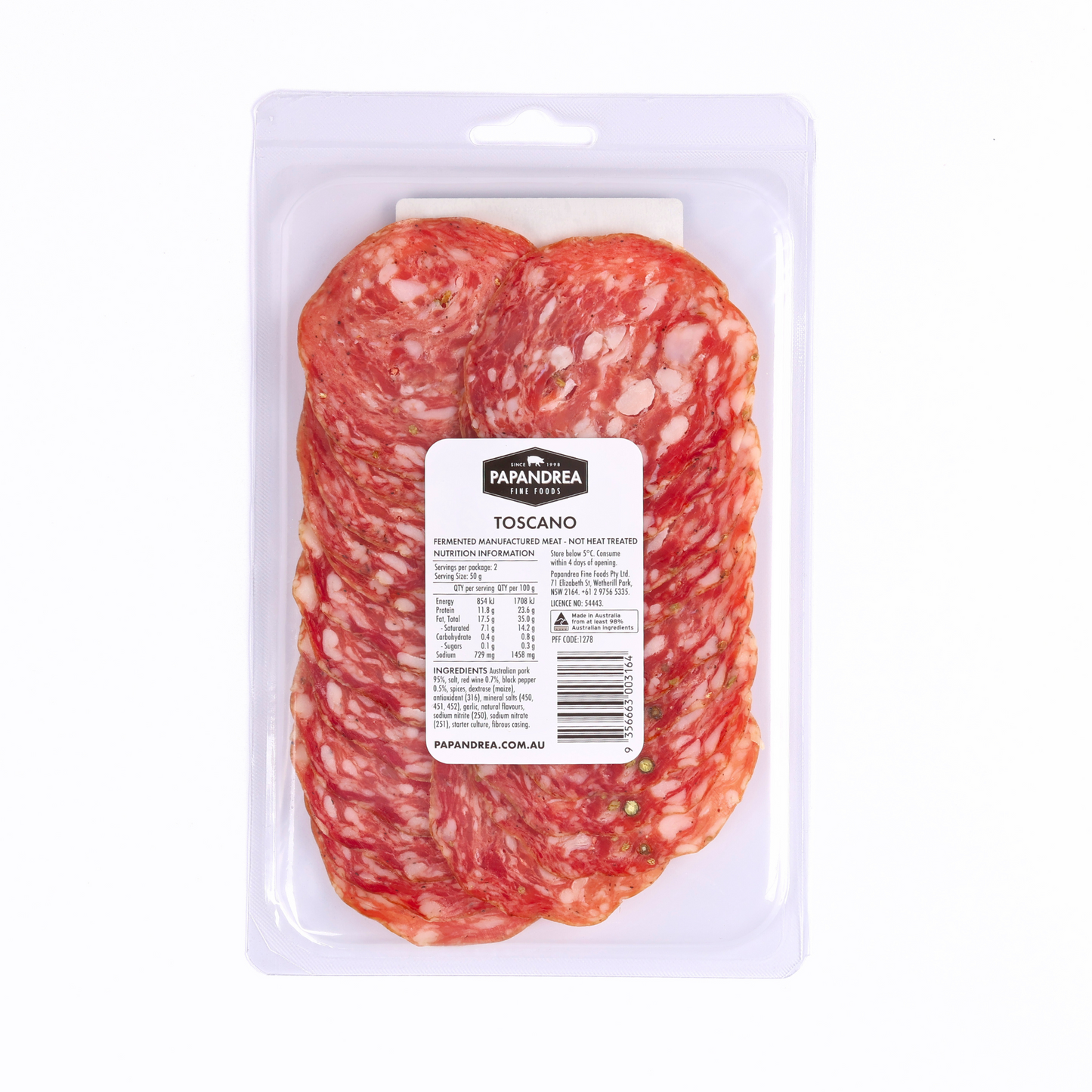 Toscano Large Salami - Sliced 100g