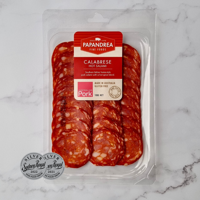 Calabrese Hot Salami - Sliced 100g